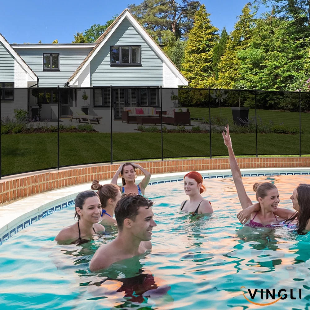 VINGLI 5 ft x 48 ft Swimming Pool Fence in Ground Pool Safety Fencing, Black