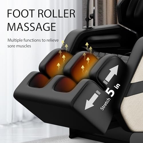 Massage Chair Full Body, Zero Gravity Massage Chair with Auto Modes, Airbag Massage, 6 Fix Point Rollers, Foot Massage, Heating, Touch Screen Controller, Gray Home Relaxation Recliner with Massage