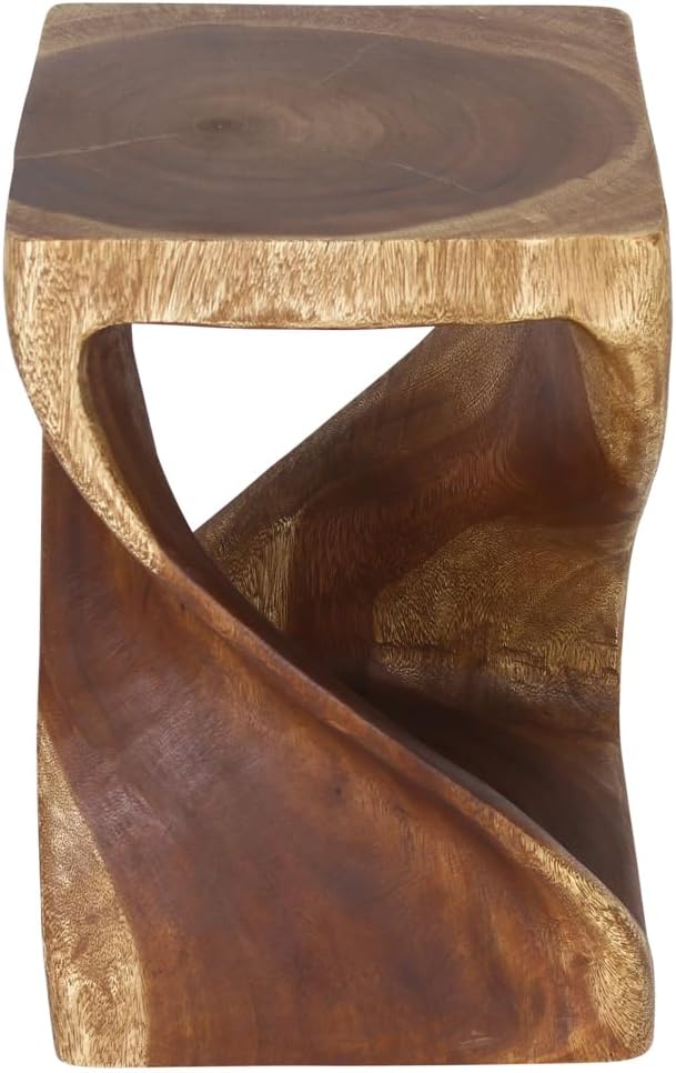 Haussmann® Original Wood Twist End Table 12 X 12 X 18 in High Walnut Oil