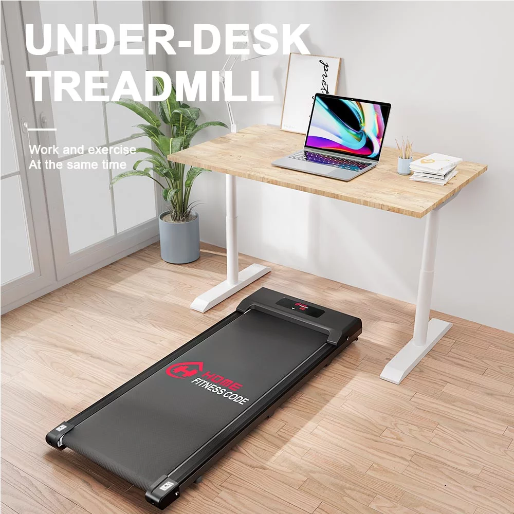 Home Fitness Code Treadmills for Home, Ultra Slim Under Desk Treadmill for Home/Office, No Assembly Required, Black