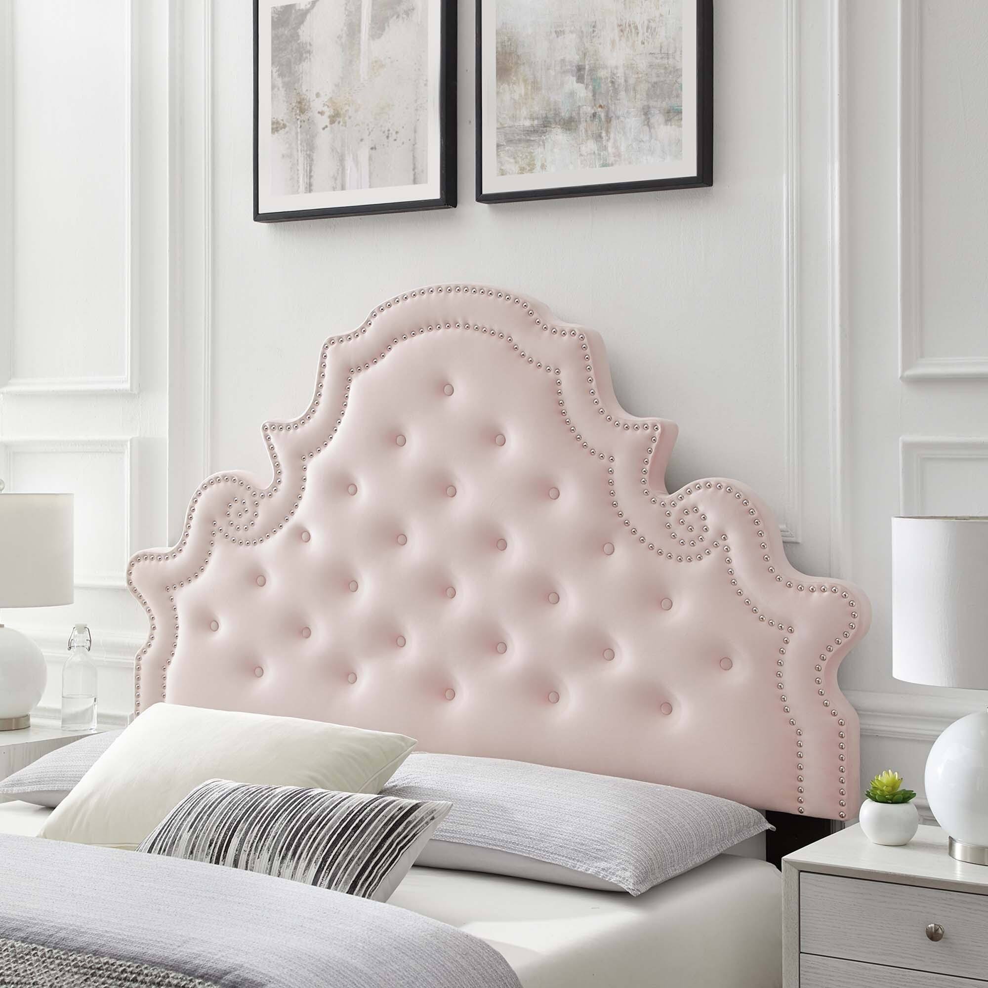 Modway Diana Twin Headboard Tufted Dusty Rose Performance Velvet