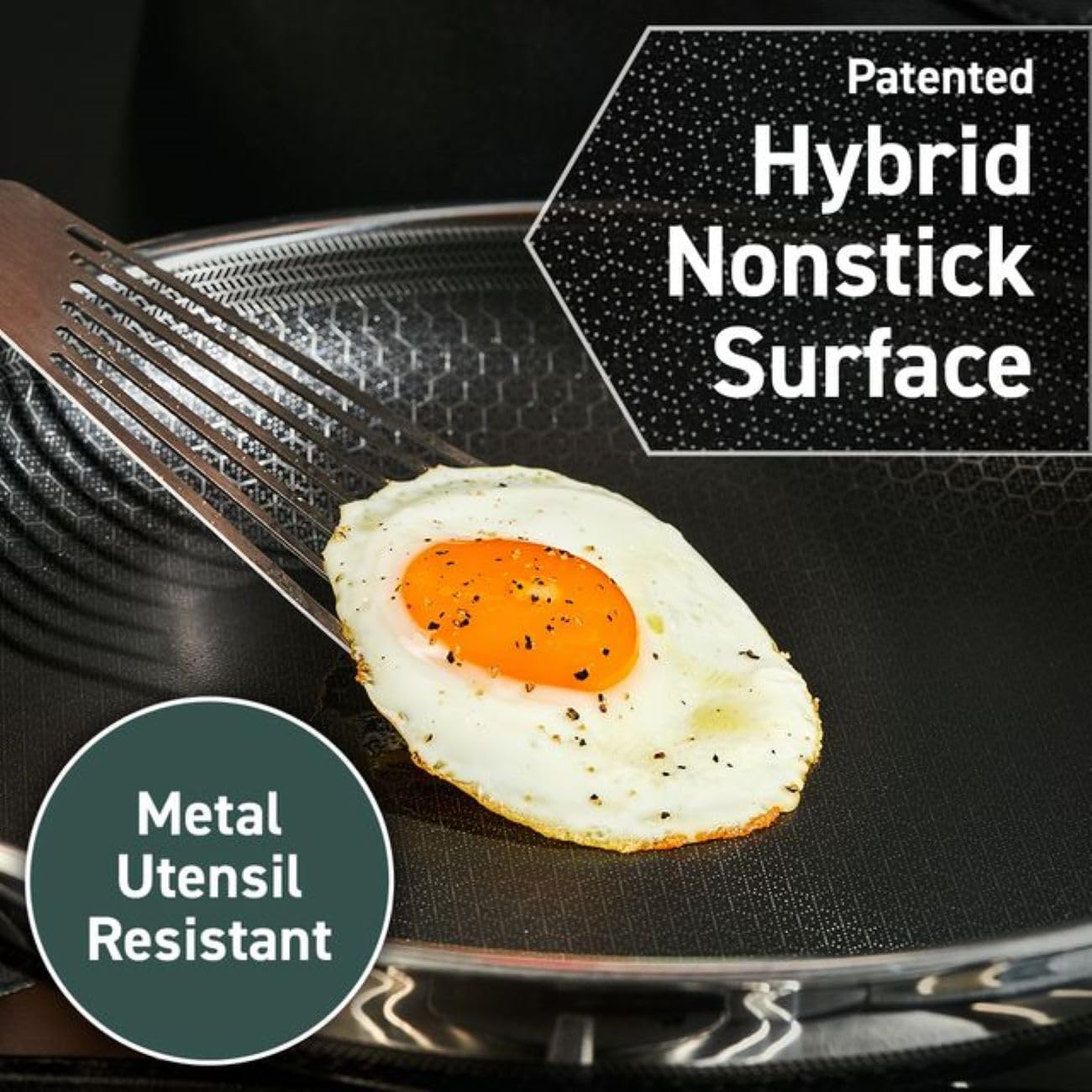 HexClad 7-Piece Hybrid Stainless Steel Cookware Set with Lids and Wok - Metal Utensil and Dishwasher Safe, Induction Ready, Easy to Clean Non Stick Fry Pan with Covers