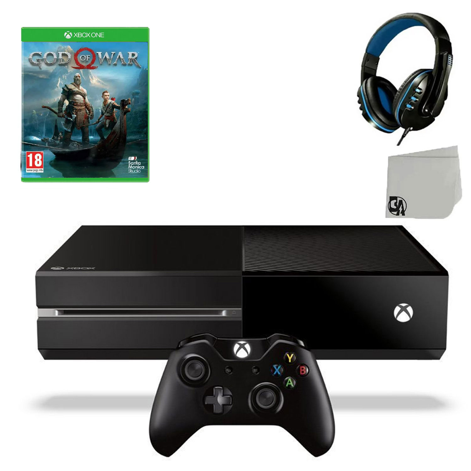 Microsoft Xbox One Original 500GB Gaming Console Black Headset With God Of War Game BOLT AXTION Bundle Like New