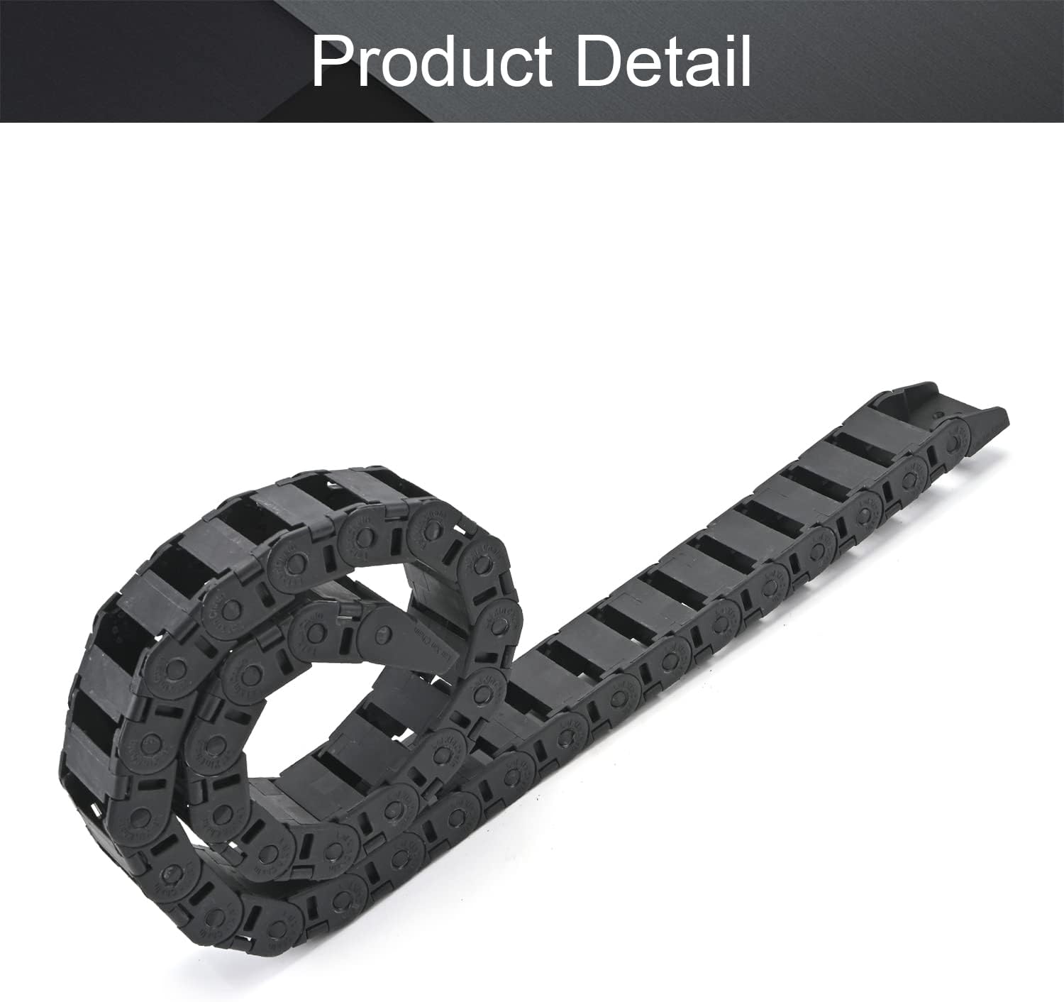 Fielect Drag Chain Cable Carrier Open Type with End Connectors R100 35X100mm 1 Meter Plastic for Electrical CNC Router Machines Black 1Pcs