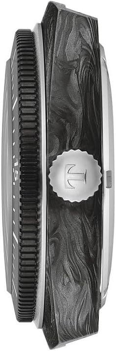 Tissot Unisex Sideral S Powermatic 80 316L Stainless Steel case with Black and Grey Marbled Forged Carbon Automatic Watches, Yellow, Rubber, 20 (T1454079705700)