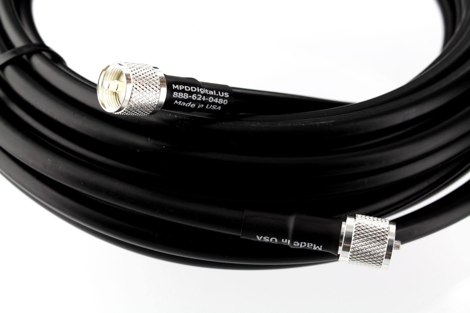 RG-8u-PL259-40ft RG8u HF UHF VHF Coax Antenna RF Cable with Silver Teflon UHF Connectors 40 Feet