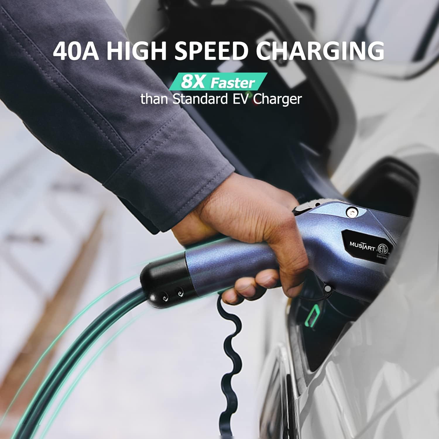 Level 2 EV Charger with WiFi, 16/25/32/40 Amp Smart Electric Vehicle Charger, ETL Certified, Indoor/Outdoor Charging Station with NEMA 14-50P, 25-Foot Cable