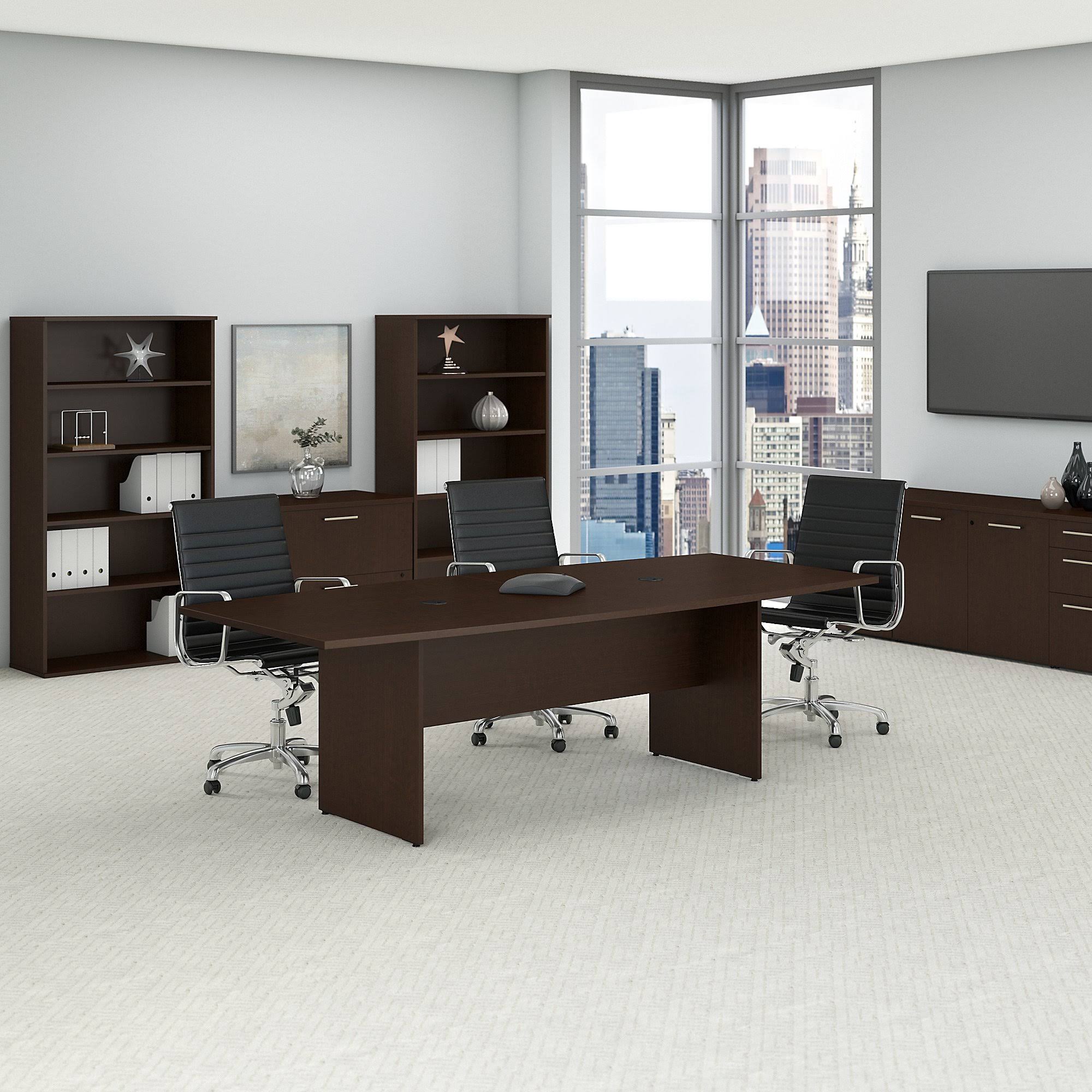Bush Business Furniture Boat Top Conference Table, Mocha Cherry