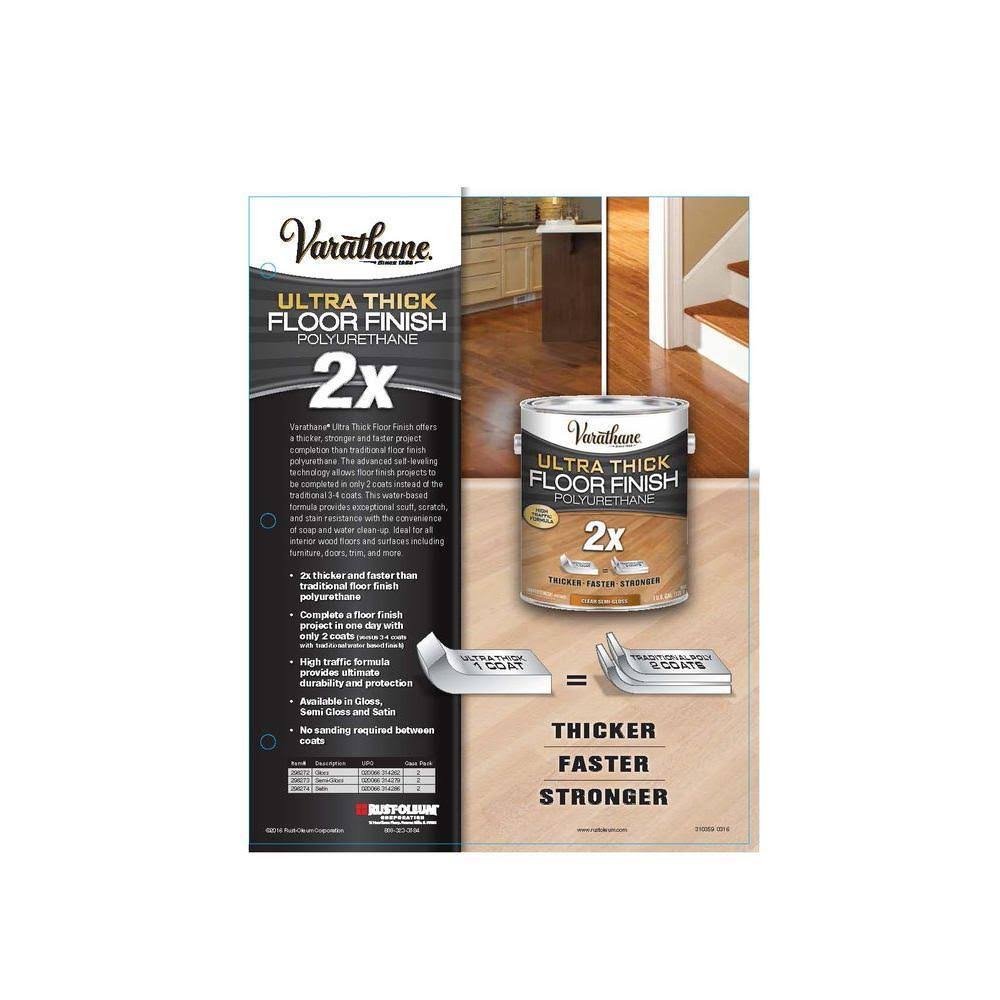 1 gal. Clear Gloss Ultra Thick 2X Water-Based Floor Polyurethane (2-Pack)