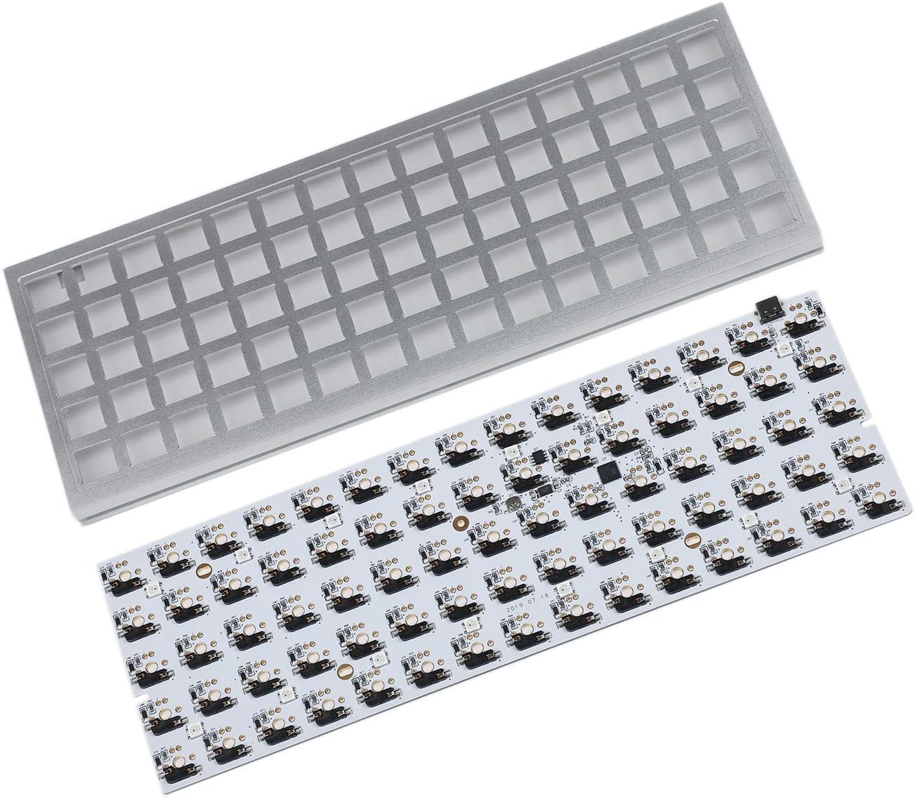 ID75 75 Keys Ortholinear Layout QMK Anodized Aluminum Case Plate hot-swappable Hot Swap Type C PCB Mechanical Keyboard Kit (Black)