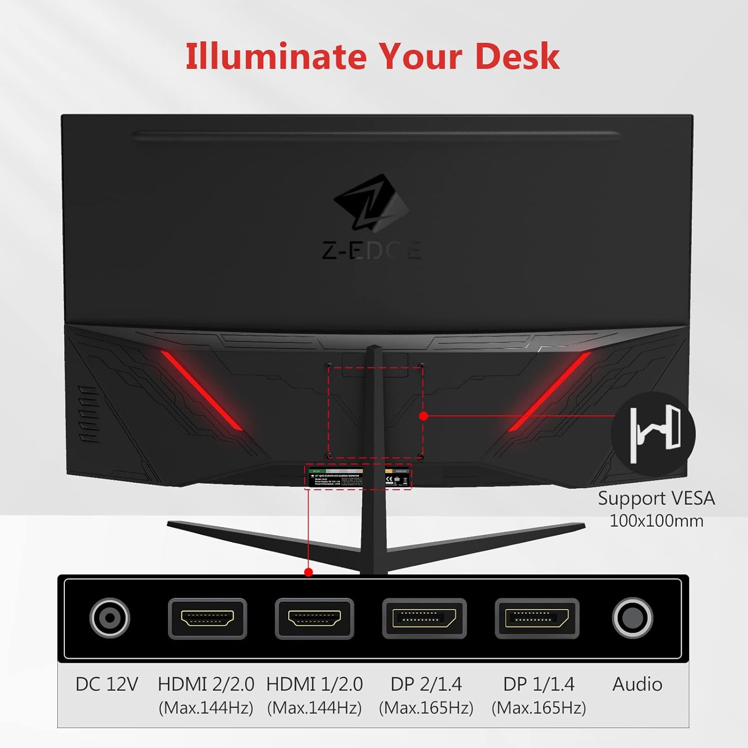 Z-Edge Curved Gaming Monitor Bundle [24-inch and 32-inch 2 Pack] 165Hz(UG32)/75Hz(U24C) Refresh Rate,1080P(U24C)/1440P(UG32) Gaming Monitor AMD Freesync Premium Display