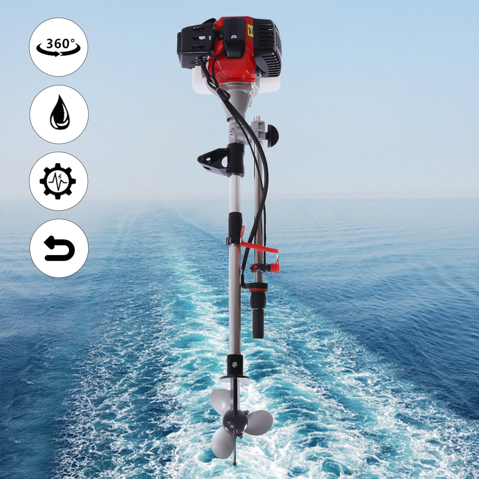 2.3HP Outboard Motor 52CC 2-Stroke Fishing Boat Engine Pull Start Air Cooling