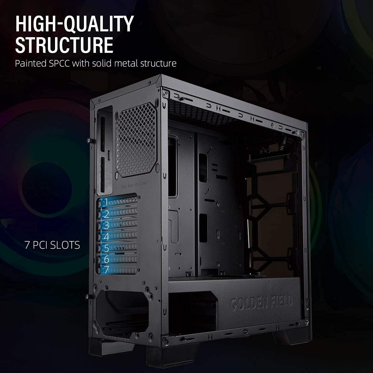 GOLDEN FIELD Z7 Computer Case Gaming PC Case ATX Case Micro ATX / ITX Mid Tower Desktop Computer Shell Case