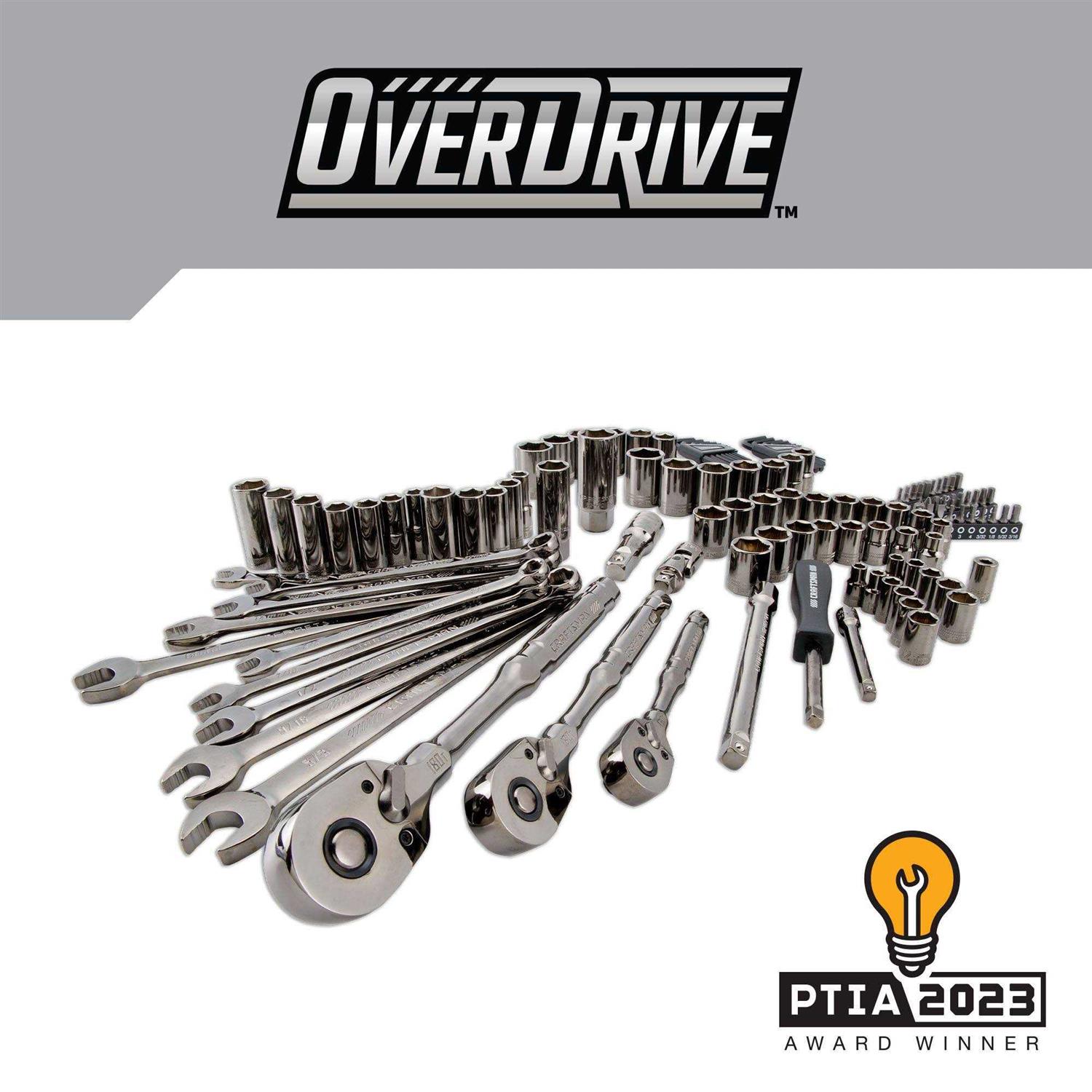 Craftsman OVERDRIVE 121-Piece Standard and Metric Gunmetal Chrome Mechanics Tool Set with Hard Case - Shop Hardware Tools Online Store