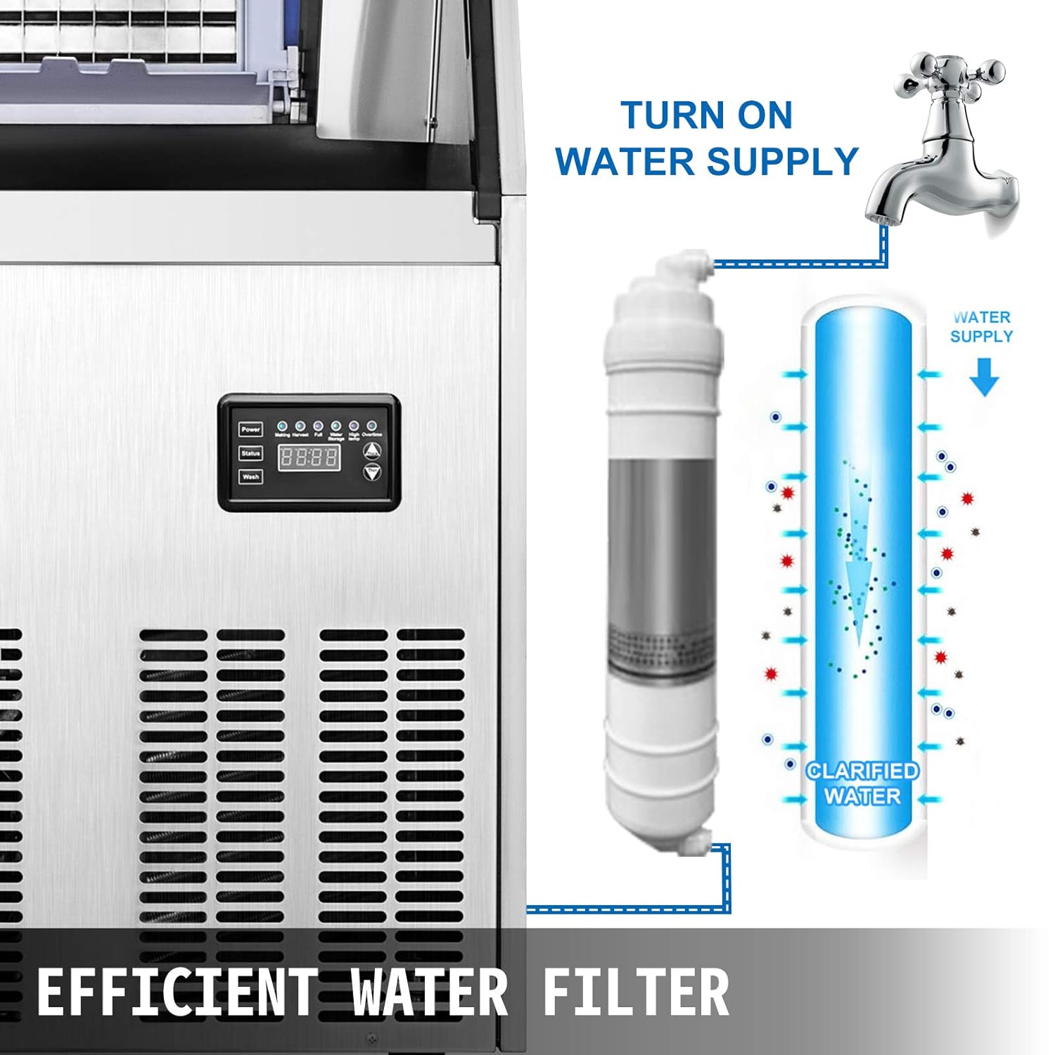 VEVOR 110V Commercial Ice Maker (150lbs/24h)