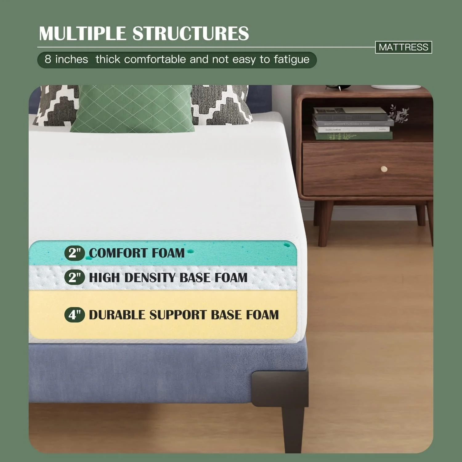 CL.HPAHKL 5/6/8/10/12inch Twin Size Base Foam Mattress, Medium Firm Mattresses for a Cool Sleep & Pressure Relief, CertiPUR-US Certified Bed-in-a-Box （White）