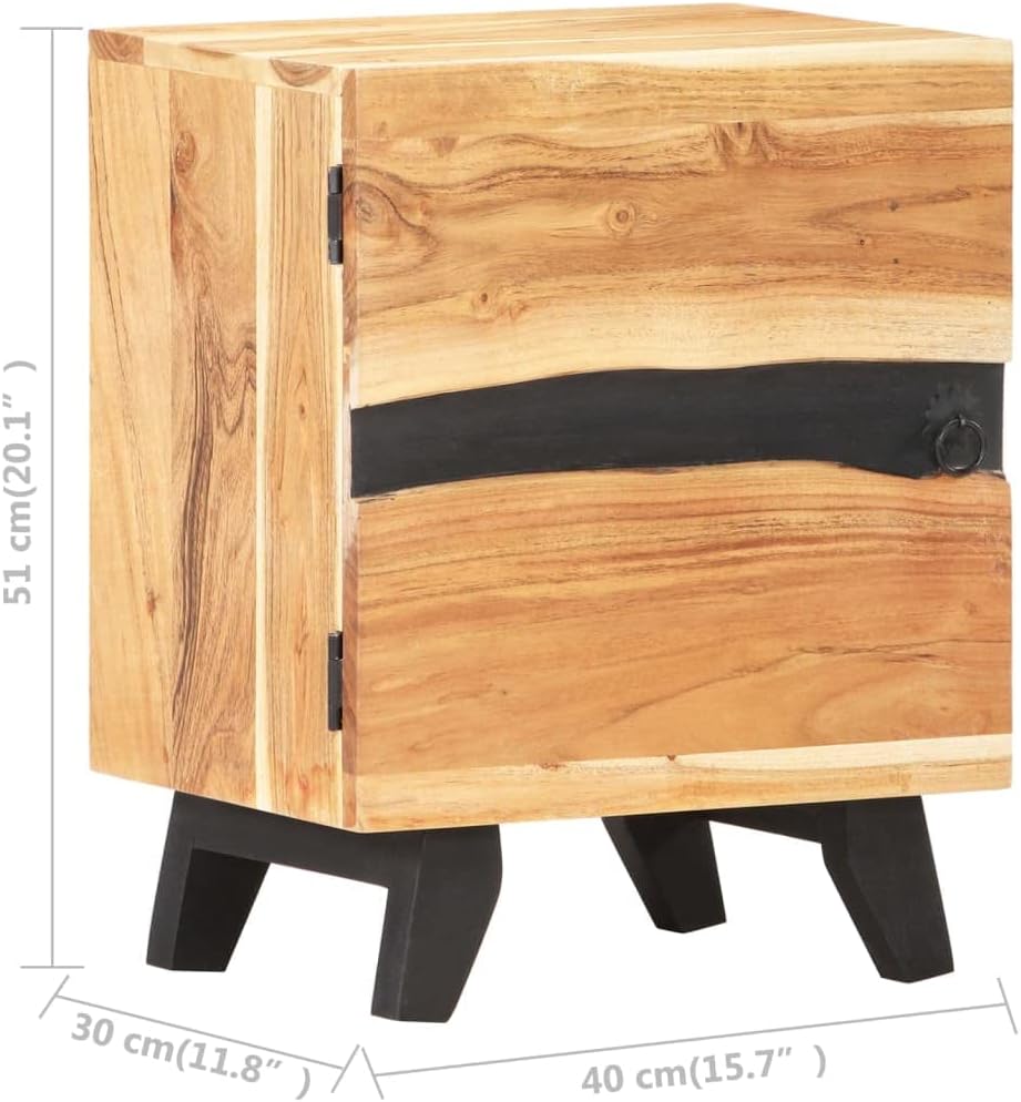 Bedside Cabinet, Sofa Side Table Short Bathroom Cabinet Rustic Entryway Table Wooden Corner Cabinet Suitable for Home Living Room Office Closet 15.7"x11.8"x20.1" Solid Acacia Wood