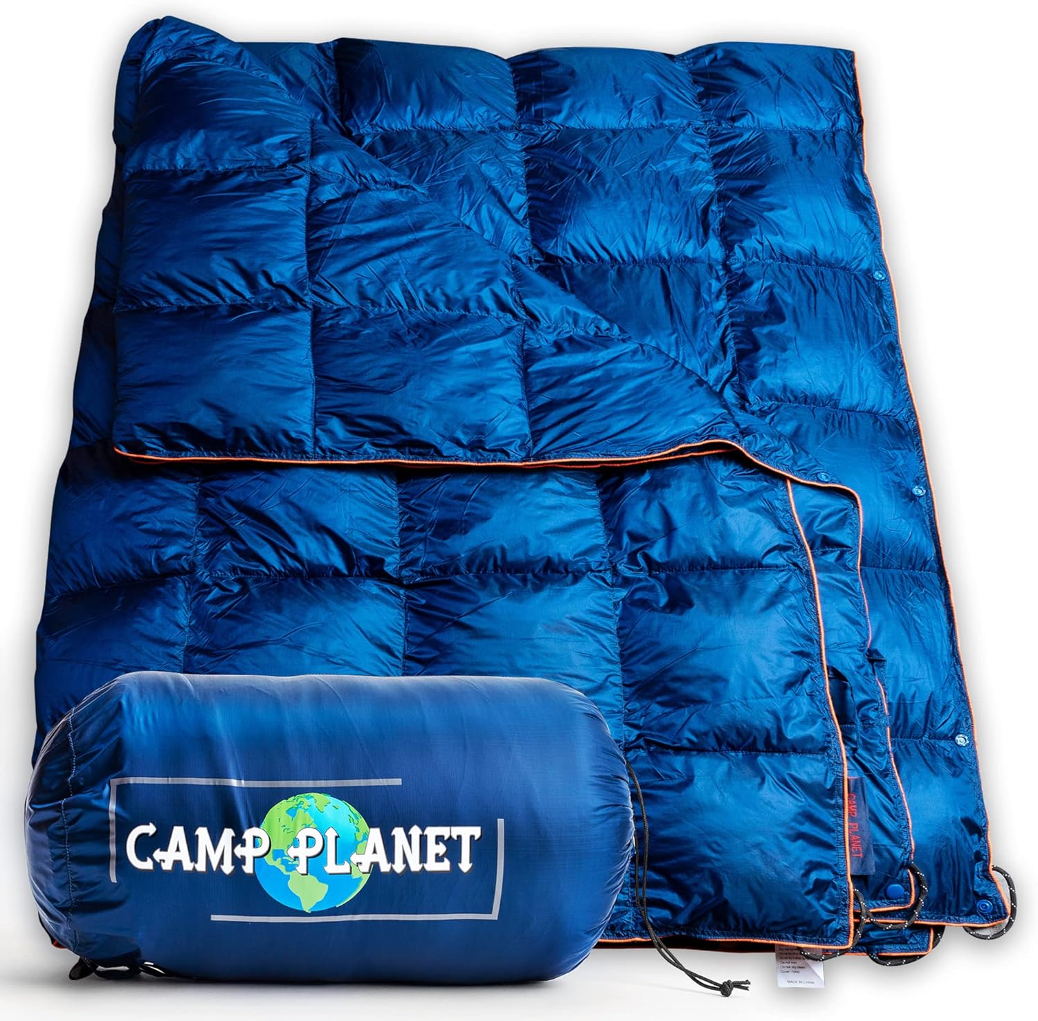 Duck Down Camping Blanket-Puffy Backpacking Quilt for1 Person -Genuine Down -Packable Lightweight Warm Puffer Blanket for Cold Weather Hiking -Waterproof Travel Gear -Throw Blankets for Camp Army