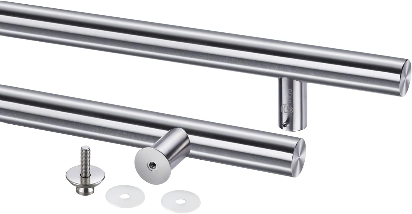 TOGU TG-6012 36 inches Solid Standoffs Heavy-duty Commercial Grade-304 Stainless Steel Push Pull Door Handle/Barn Door Pull Handle/ Glass Pulls , Full Brushed Stainless Steel Finish