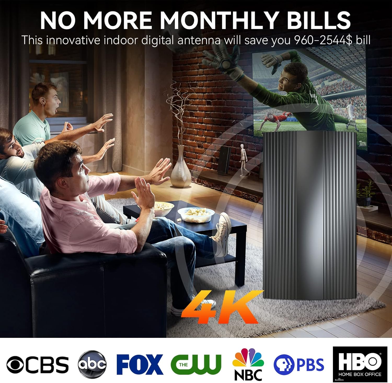 2022 Upgraded Digital HD TV Antenna Up 400 Miles Range, Indoor Outdoor Antenna for All Old Smart HDTVs, 360° Reception 4K 1080P HDTV Antenna with Amplifier Signal Booster/33ft Thick Coaxial Cable