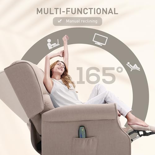HOMCOM Vibration Massage Recliner Chair for Living Room with Heat, Wingback Single Sofa, Modern Suede Fabric Push Back Reclining Chair with Footrest, Side Pocket, Black
