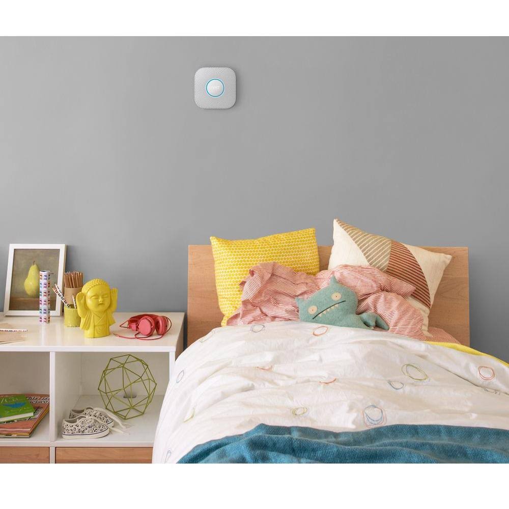Nest Protect (2nd Generation) Smoke u0026 Carbon Monoxide Alarm - Wi-Fi/Bluetooth 4.0 LE/802.15.4 - Android/iOS - White - 2 Pack