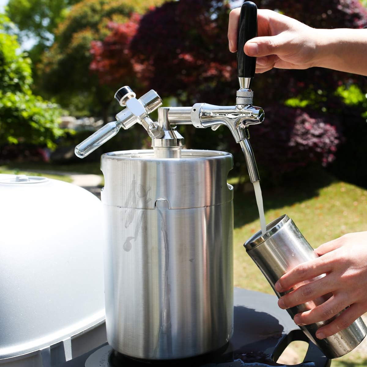 TMCRAFT 170oz Mini Keg Growler, Pressurized Stainless Steel Home Keg Kit System with Adjustable Faucet Keeps Fresh and Carbonation for Homebrew, Craft and Draft Beer