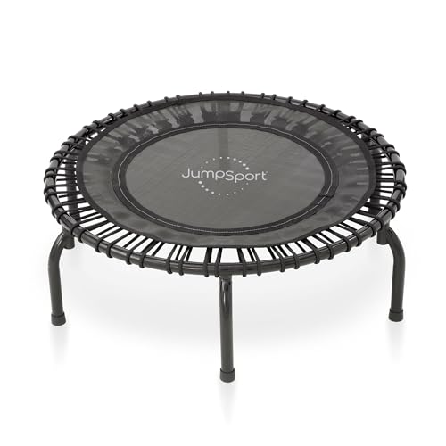 JumpSport 220 in-Home Cardio Fitness Rebounder, 39-inch | Mini Trampoline with Arched-Legged & Videos Included | Safe, Sturdy and Low-Impact | DVD and Free 60-Day Streaming
