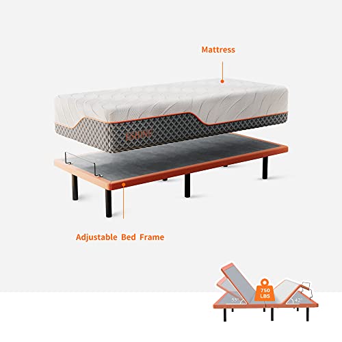 Split King Adjustable Bed Frame with Mattress - 14” Luxury Hybrid Mattress, Smart APP Contorl, Massage, Zero Gravity, Anti-Snore, 5 Minutes Installation, Head and Foot Incline, Medium Soft, Split King