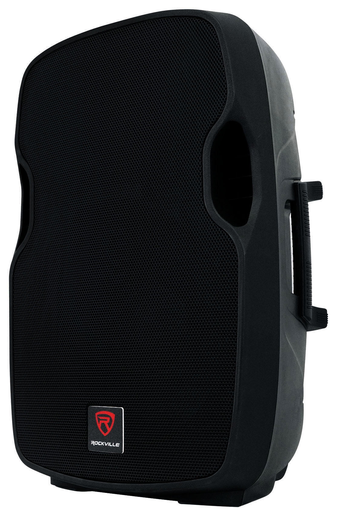 (2) Rockville BPA15 15" 1600w Active PA/DJ Speakers+Mixer+Mic+Stands+Cables+Bag