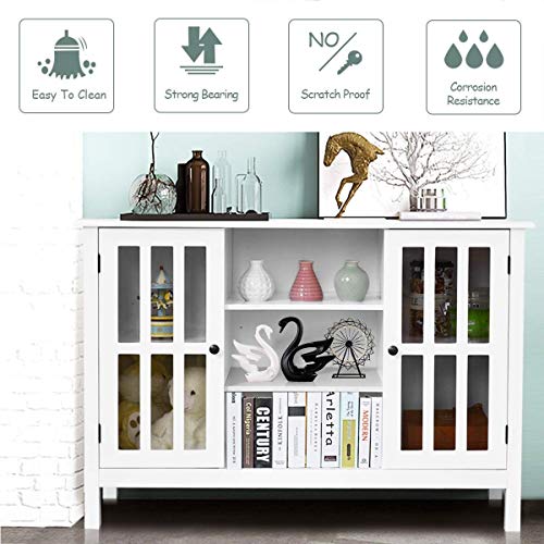 45" TV Stand Console Storage Cabinet, Wood Multipurpose Organizer Entertainment Media Console Center Home Living Room Furniture (Brown)