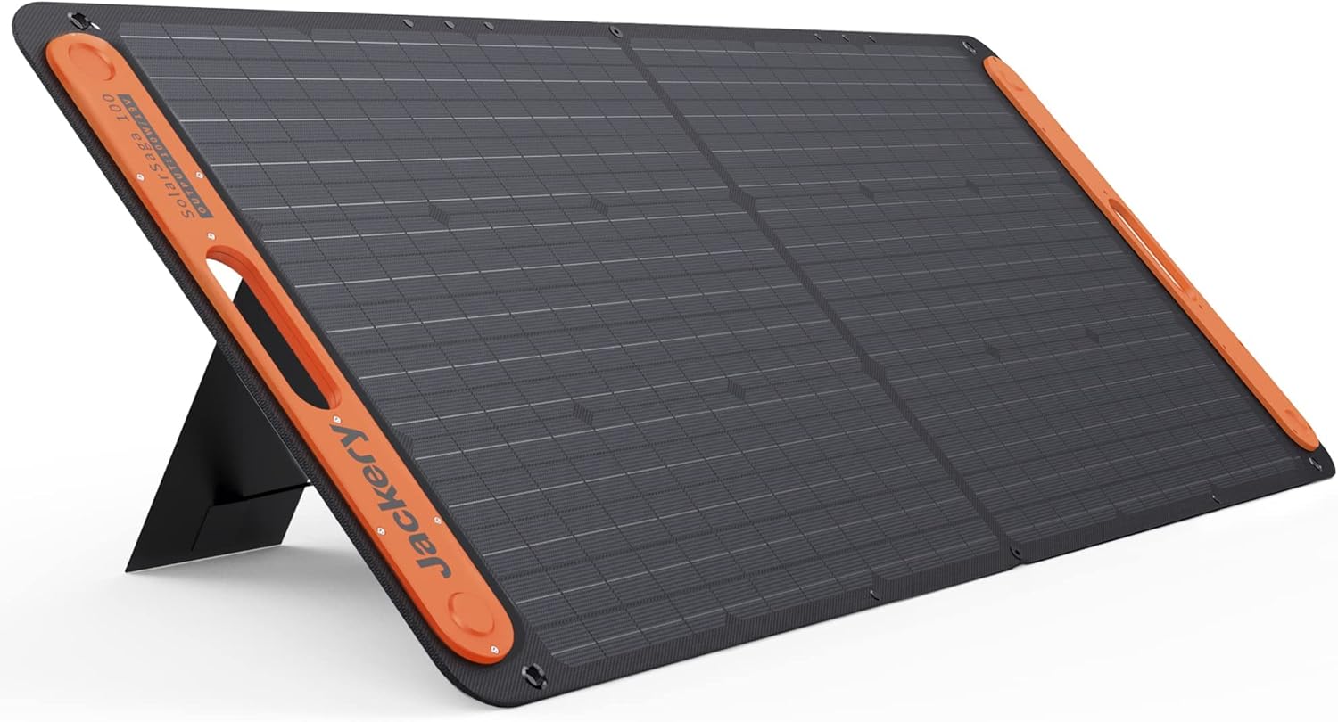 Jackery SolarSaga 100X Portable Solar Panel for Explorer 240/300/500/1000/1500 Power Station, Foldable PERC Solar Cell Solar Charger with USB Outputs for Phones (Can't Charge Explorer 440/ PowerPro)&hellip;