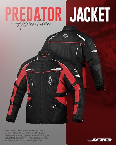JAG Touring Motorcycle Jacket for Men, Dual Sports Water Resistant Adventure Riding Jacket with Cordura Fabric & CE Armor
