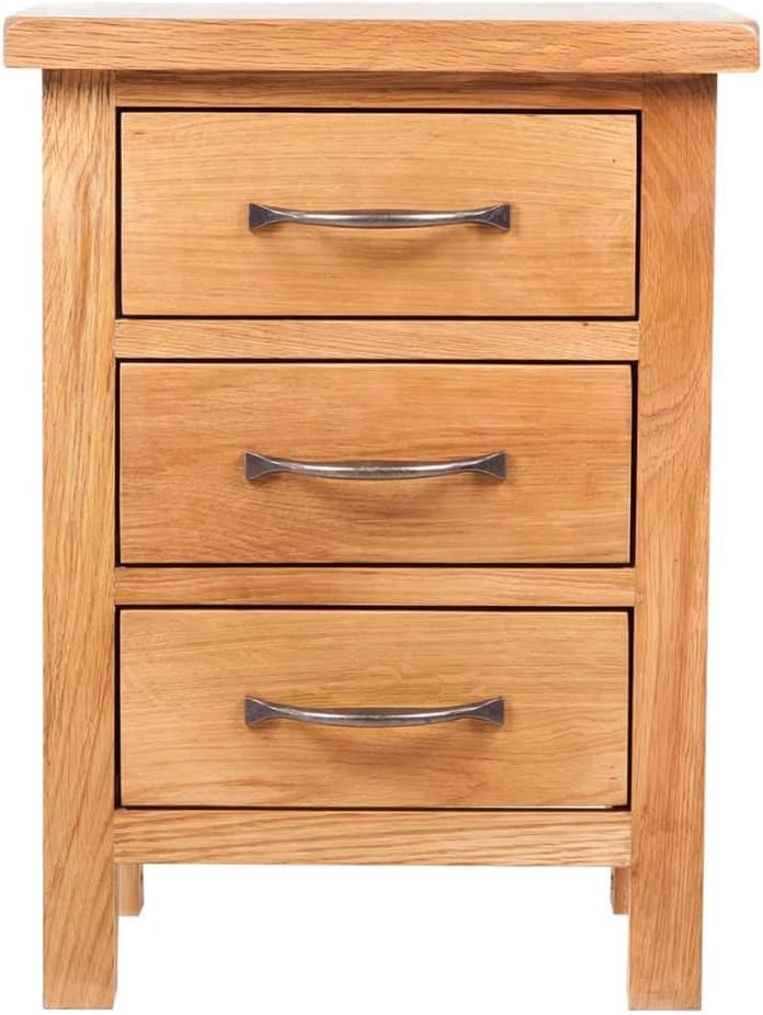 vidaXL Solid Oak Wood Nightstand w/ 3 Drawers Side Storage Table Cabinet Stand