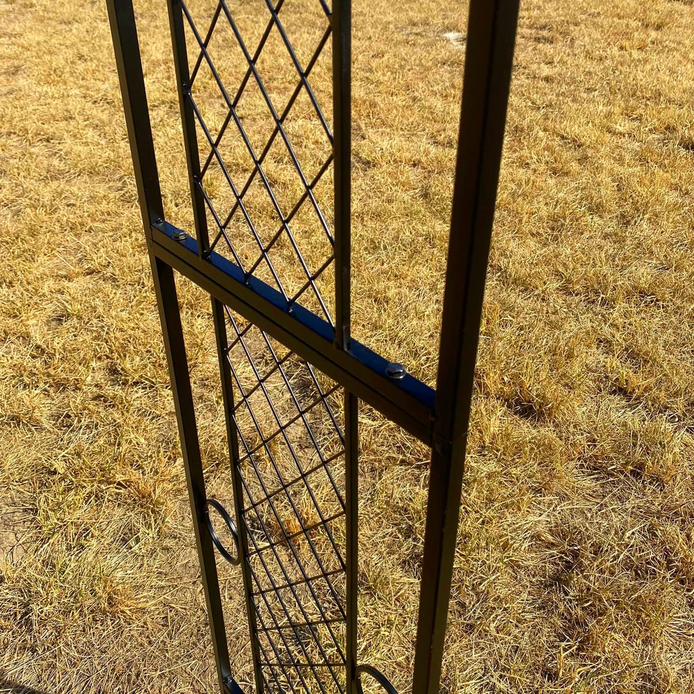 Metal Iron Garden Arch Arbour Trellis Geometric Beauty Minimalist for Climbing Plants Outdoor Garden Backyard Patio Wedding Birthday Party Decoration, Black 47'' Wx87.5“H