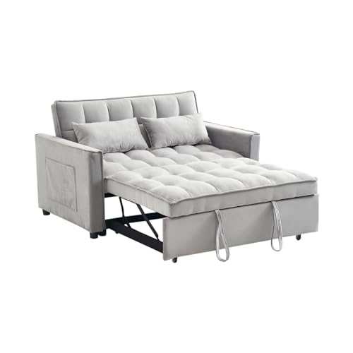 Sleeper Sofa Bed, 3 in 1 Sofa Bed Pull Out Couch Bed with Adjustable Backrest, Modern Sofa Bed for Living Room, Convertible Sofa Bed for Bedroom. (Grey)