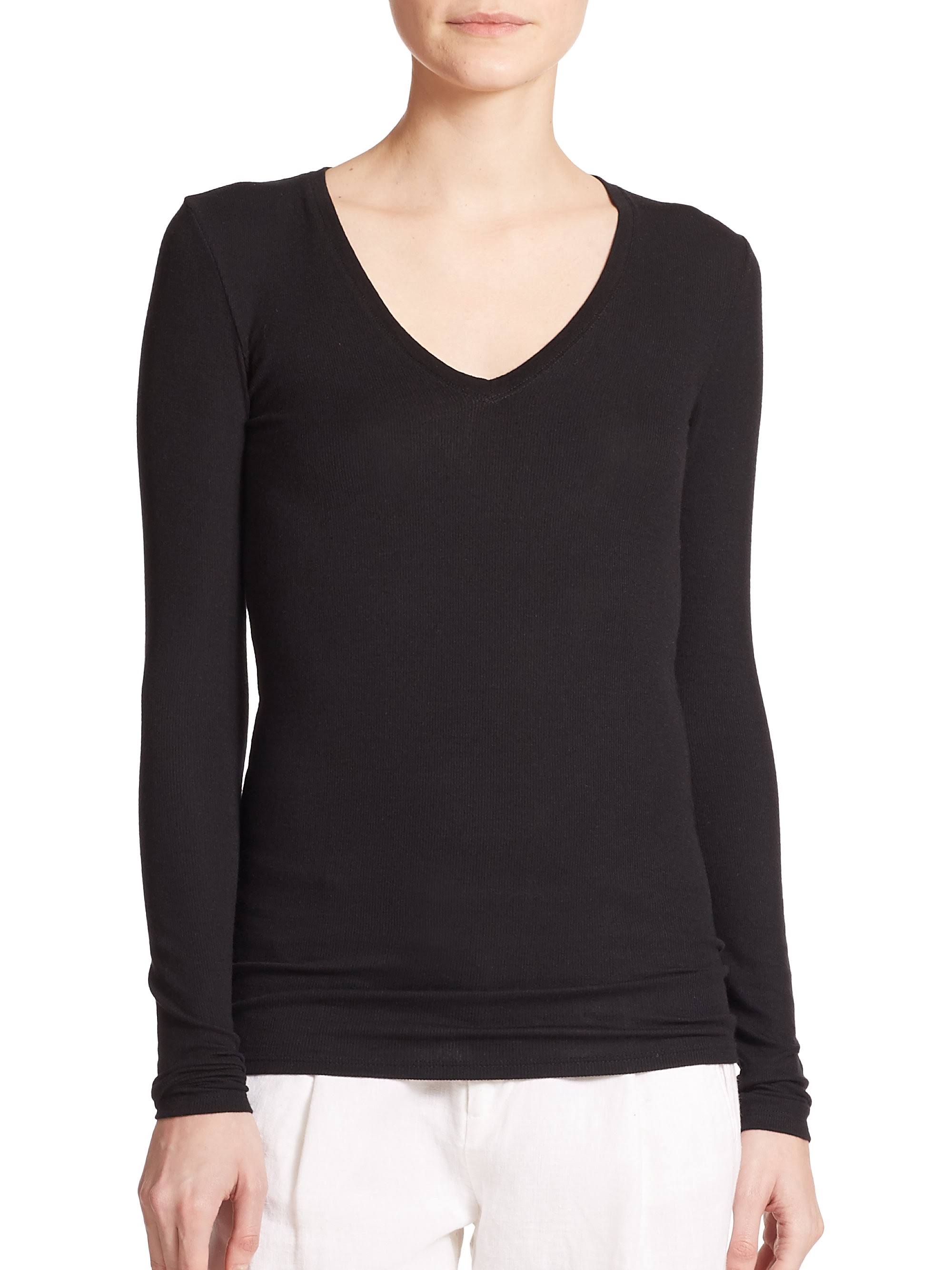 ATM Anthony Thomas Melillo Long-Sleeve V-Neck Tee - White Med