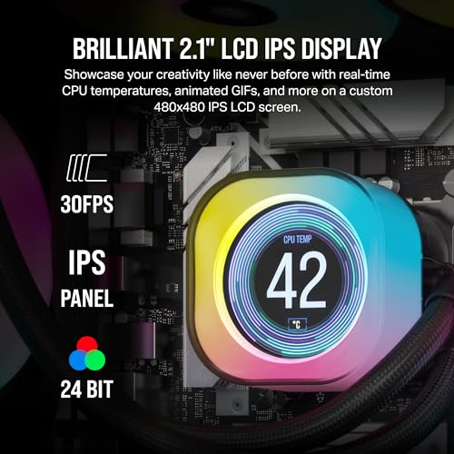 CORSAIR iCUE Link H150i LCD Liquid CPU Cooler - 360mm AIO - QX120 RGB Fans - 2.1” IPS LCD Screen - Fits Intel LGA 1700, AMD AM5 - iCUE Link System Hub Included - White