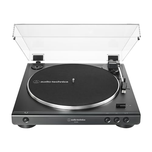 Audio-Technica AT-LP60X-BK Fully Automatic Belt-Drive Stereo Turntable, Black, Hi-Fidelity, Plays 33 -1/3 and 45 RPM Vinyl Records, Dust Cover, Anti-Resonance, Die-Cast Aluminum Platter
