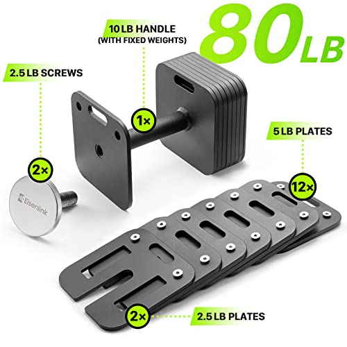 Adjustable Dumbbell, 10-50/80lb, Single Dumbbell, 5lb Increments, Quick-Lock Square Weight set for Home Gym Fitness (50/80lb×1)