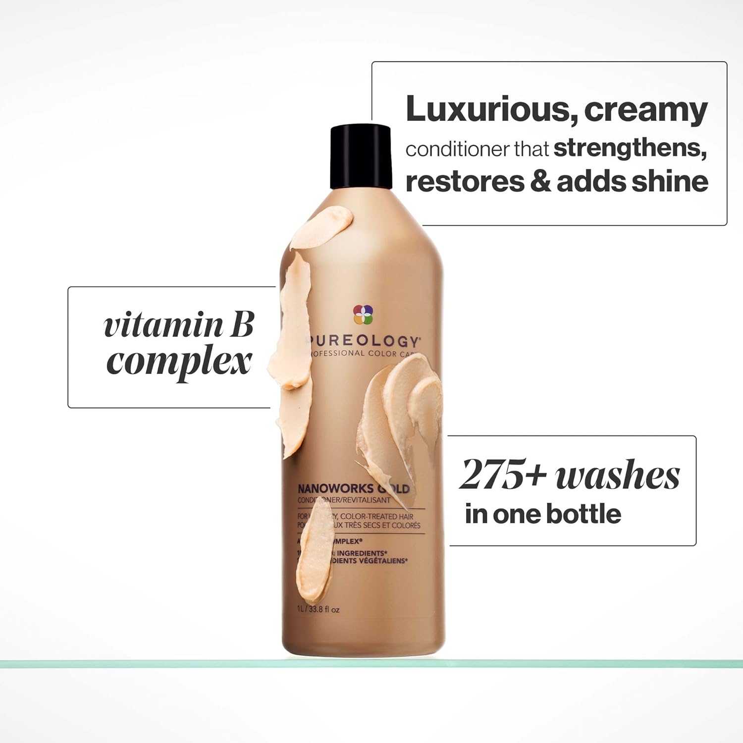 Pureology Nanoworks Gold Shampoo & Conditioner Bundle | For Very Dry, Color-Treated Hair | Sulfate-Free | Vegan | Updated Packaging | 33.8 Fl. Oz.