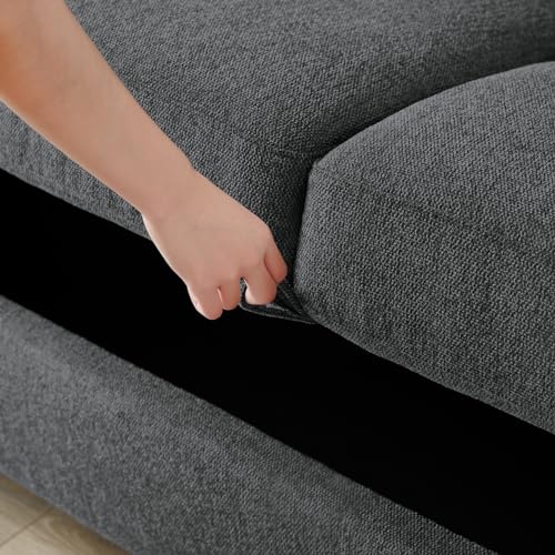 Modern Linen Sofa,Couch with Storage,Modern Love Seats with Armrest and 2 Pillows,Suitable for Living Room,Bedroom, Apartment, Office and Small Space (Dark Grey, 3-Seat)