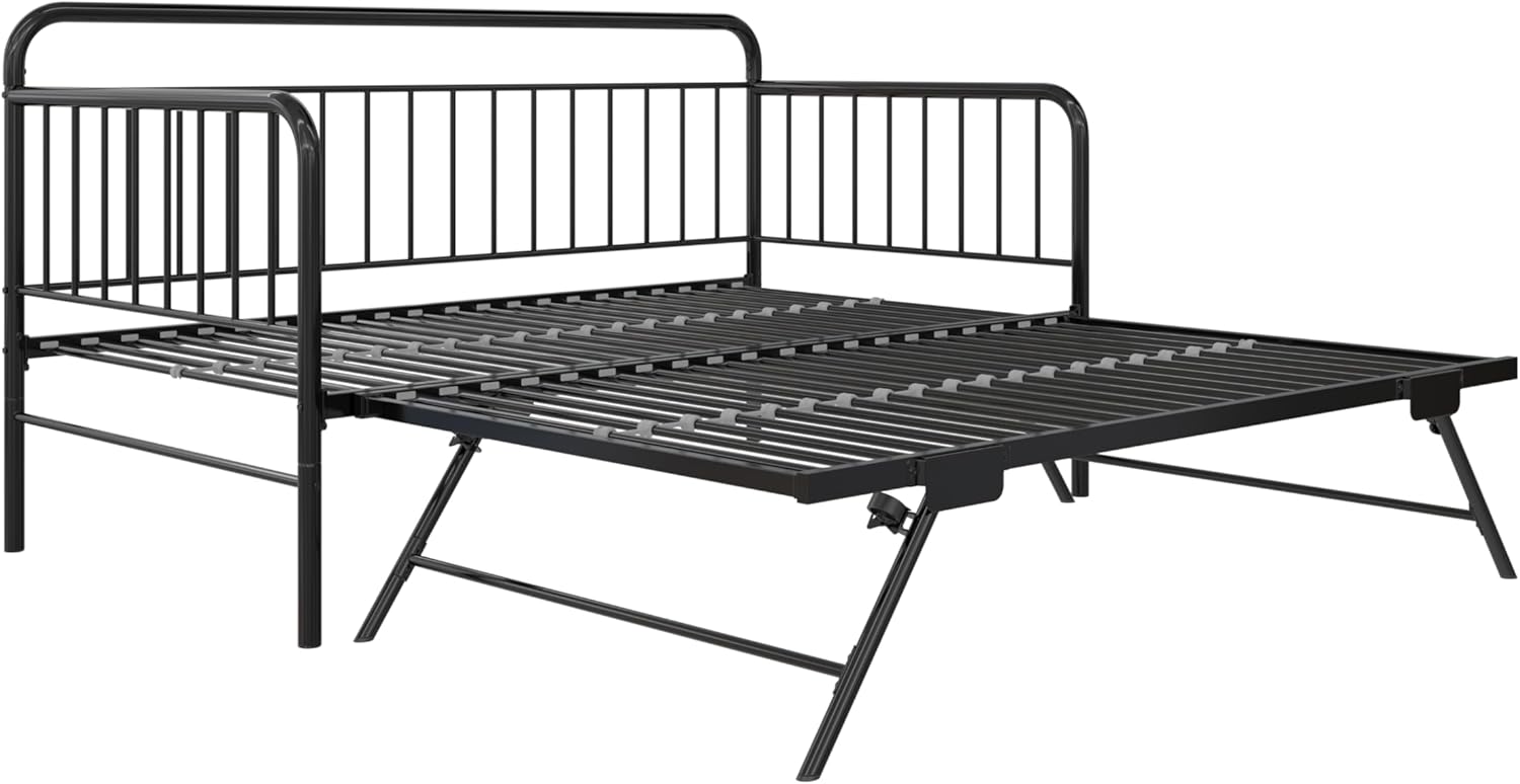 DHP Oddny Metal Daybed with Pop Up Trundle Bed, Twin, Black
