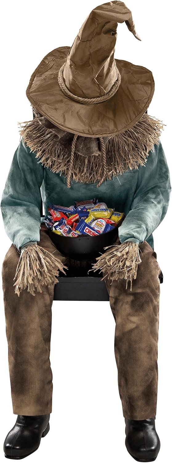 Spirit Halloween 4.5 Ft Scary Sitting Scarecrow Animatronic | Decorations | Animated | Pop-up Motion | Scarecrow Prop