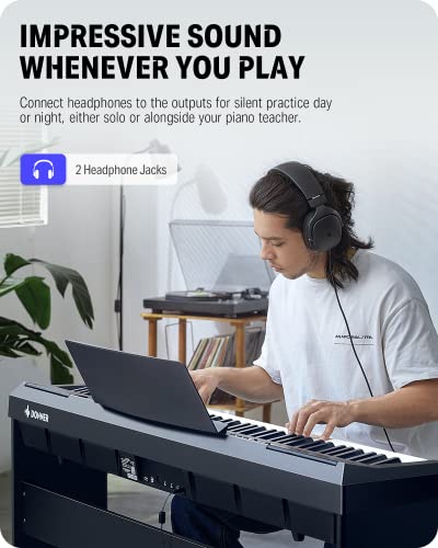 Donner DEP-20 Beginner Digital Piano 88 Key Full Size Weighted Keyboard, Portable Electric Piano with Furniture Stand, 3-Pedal Unit
