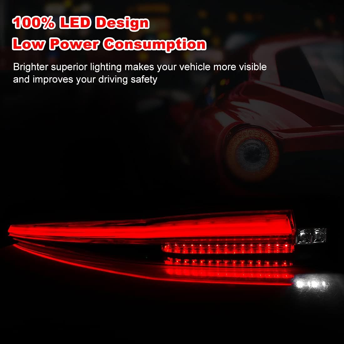 ROXX Full LED Tail Lights Assembly for 2007-2014 Cadillac Escalade /ESV 3rd Gen SUV, Full Sealed Taillights Pair with Red Led Turn Signals/ DRL, Led Reverse Lights, Passenger and Driver Side (Clear