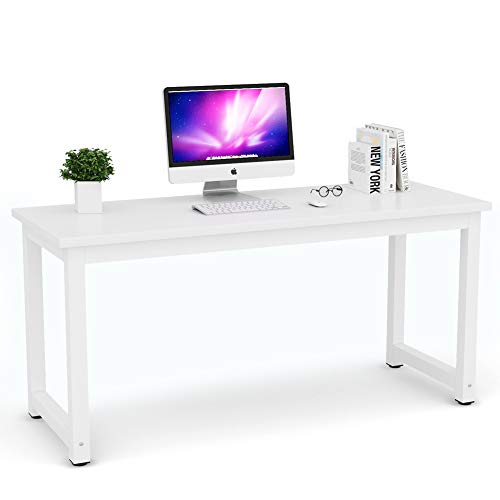 Tribesigns Modern Computer Desk, 63 x 31.5 inch Large Executive Office Desk Computer Table Study Writing Desk Workstation for Home Office, Spliced Desktop, White