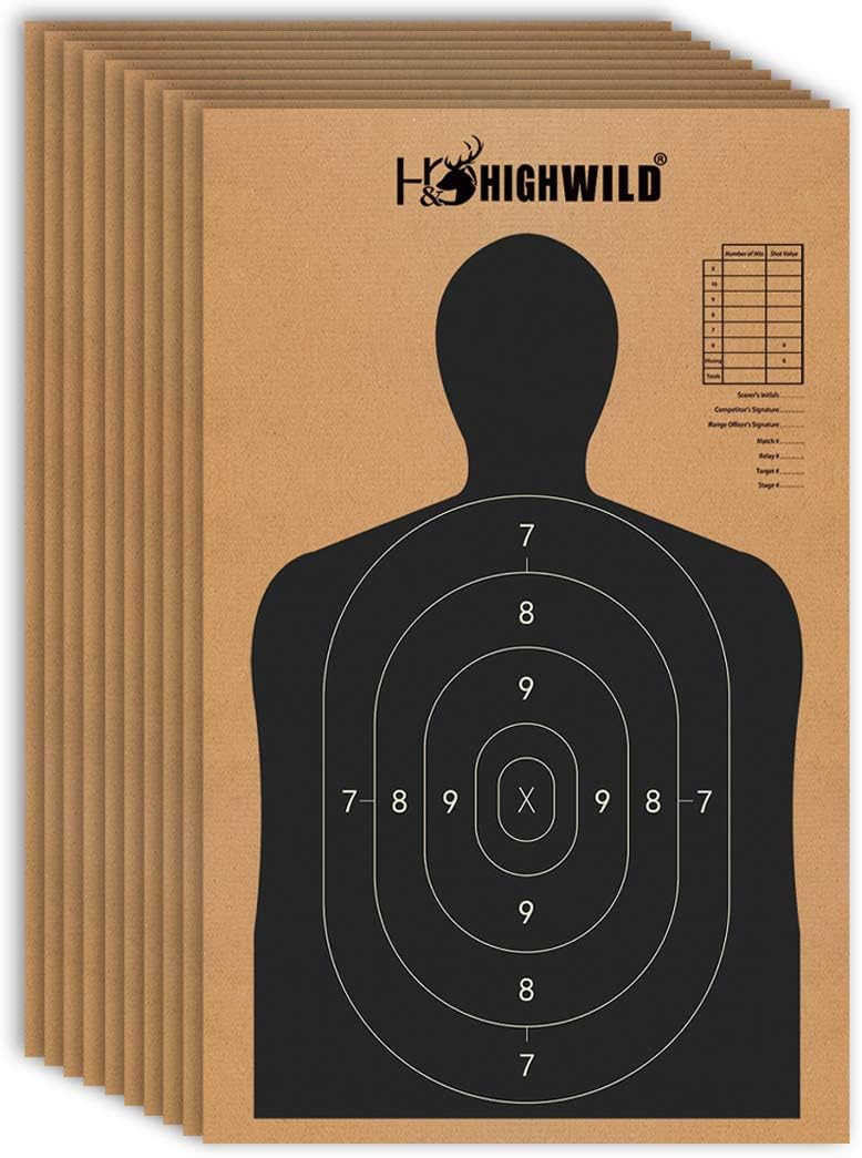 Highwild 18 X 30 Cardboard Targets for Shooting, Silhouette Paper Targets - ISPC/USPSA/IDPA (Pack of 25)