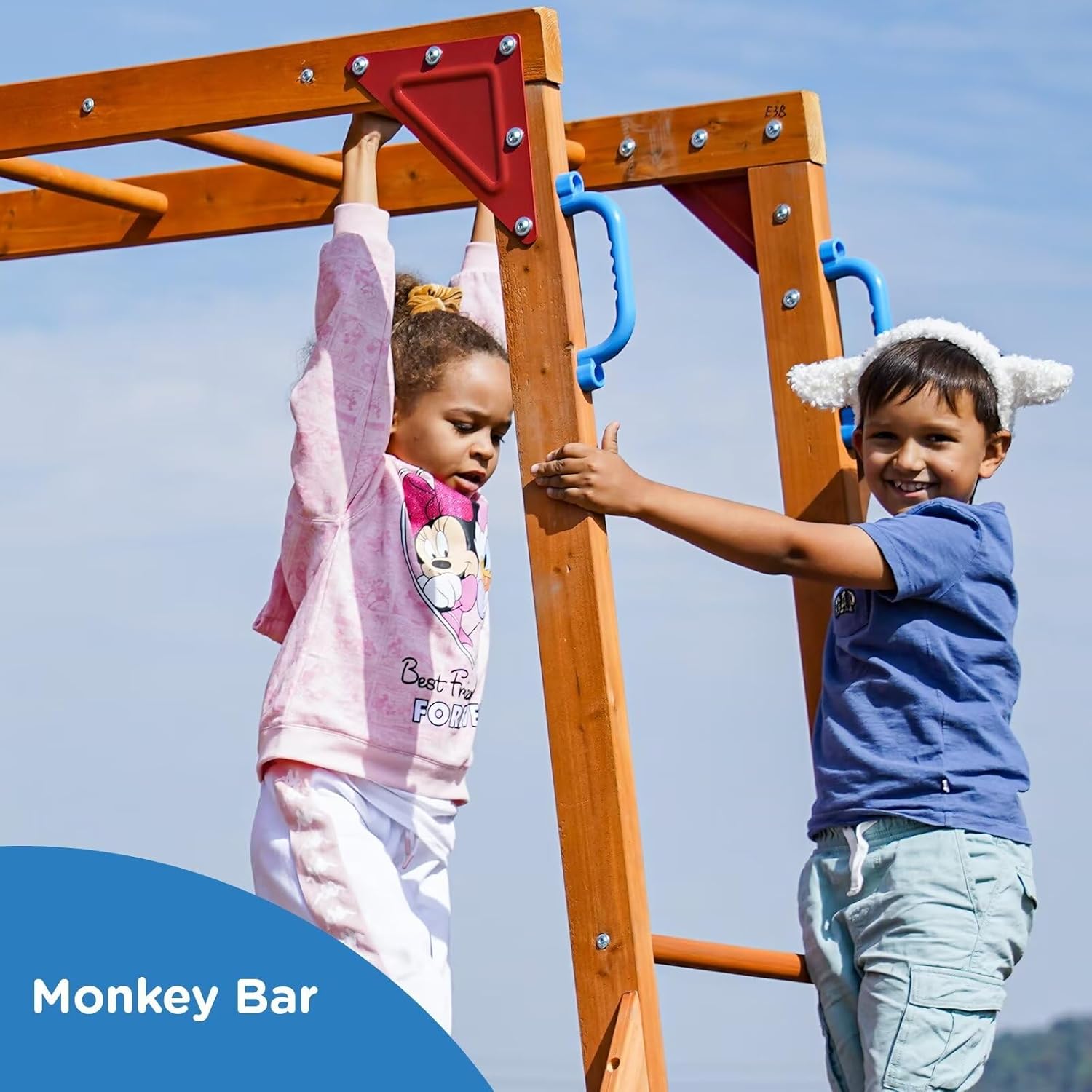 Dolphin Playground Swing Sets for Backyard with Monkey bar, Wooden Playground Sets for Backyards with 8FT Wave Slide, Multi-Functional Shelf, 2 Belt Swings, Outdoor Playset for Kids 3-10