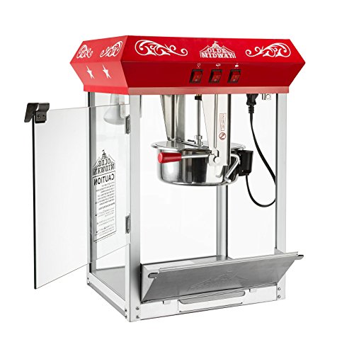 Olde Midway Bar Style Popcorn Machine Maker Popper with 8-Ounce Kettle - Black
